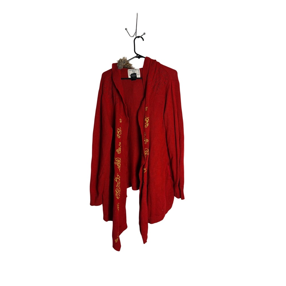 Her Universe Star Wars Archives Red Embroidered Faux Fur Hood Cardigan 2X